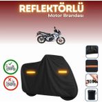 Cemku Yuki [yıldız 100] Reflektörlü [arka Çanta Uyumlu] Motosiklet Brandası, Açık ve Kapalı Alan Motosiklet Örtüsü Toz Geçirmez Su Geçirmez 4 Mevsim Koruma - Siyah, Arka Çanta Uyumlu