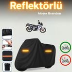 Cemku Yuki [yıldız 100] Reflektörlü [arka Çanta ve Kilit Uyumsuz] Motosiklet Brandası, Açık ve Kapalı Alan Motosiklet Örtüsü Toz Geçirmez Su Geçirmez 4 Mevsim Koruma - Siyah, Arka Çanta ve Kilit Uyumsuz