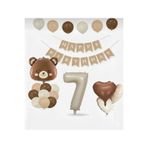Çemrek Süs Parti Kraft Happy Birthday Kahverengi Ayı Balon Rakam ve Kalp Balonlu Set 16 Parça