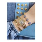 ÇENÇEN Gold Metal Kordon Kare Cartier Model Kadın Kol Saati