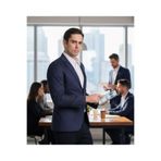 Cencio Erkek Açık Lacivert Diagonel Süet Slim Fit Mono Yaka Spor Blazer Ceket Lacivert 50