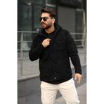 Cender Trend Moda Erkek Içi Yünlü Gömlek Pelüş Moda Ceket Tarzı Düğmeli - 5-Siyah