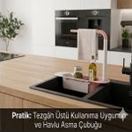 Cendix CX7EVY01 Teleskopik Evye Düzenleyici Ayarlanabilir Lavabo Organizer Sepetli Raf Pembe - 0,89 lt
