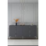 Ceneyra KA1524AS- Poli Konsol , Tv Sehpası ve Kahve Köşesi 150CM Antrasit-Silver - Antrasit - Gümüş