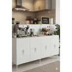 Ceneyra KA1527BS SALKIM150 Konsol, Kahve Köşesi, Tv Sehpası ve Dolap 150CM Beyaz-Silver - Beyaz - Gümüş