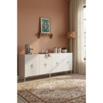 Ceneyra KA1812BS SALKIM180 Konsol, Kahve Köşesi, Tv Sehpası, Çok Amaçlı Dolap 180CM Beyaz-Silver - Beyaz - Gümüş