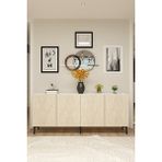 Ceneyra KA1899BT APLOS180 Konsol, Kahve Köşesi ve Tv Sehpası, Çok Amaçlı Dolap 180CM Beyaz-Traverten - Beyaz Mermer