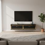 Ceneyra TDA1206AG - TUNA120 Duvara Montaj Tv Stand, Tv Rafı, Tv Sehpası 120CM Antrasit-Gold - Antrasit - Altın