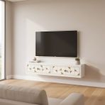 Ceneyra TDA1207BG -Moka Duvaramontaj Tv Stand Beyaz-Gold - Beyaz - Altın
