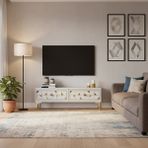Ceneyra TSA1212BG - Moka Tv Stand , Tv Sehpası 120 cm Beyaz-Gold - Beyaz - Altın