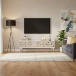 Ceneyra TSA1212BTS - Moka Tv Stand , Tv Sehpası 120 cm Beyaz-Traverten-Silver - Beyaz - Traverten