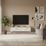 Ceneyra TSA1212DBS - Moka Tv Stand , Tv Sehpası 120 cm Safirmeşe-Beyaz-Silver - Safir Meşe - Beyaz - Gümüş