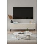 Ceneyra TSA1299BT - Aplos Tv Stand, Tv Sehpası, Tv Ünitesi 120CM Beyaz-Traverten - Beyaz Mermer