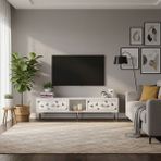Ceneyra TSA1504BS- Moka Tv Stand 150CM Beyaz-Silver - Beyaz - Gümüş