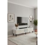Ceneyra TSA1599BT - Aplos TSA150 Tv Stand, Tv Sehpası, Tv Ünitesi 150CM Beyaz-Traverten - Beyaz Mermer