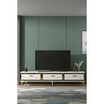 CENEYRA Tsa1802bg - Tuna Tv Stand, Tv Sehpasi Beyaz-gold 180cm