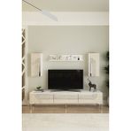 Ceneyra TSA1805BTS - Meyra Tv Stand , Tv Sehpası 180CM Beyaz-Traverten-Silver