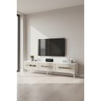 Ceneyra TSA1806BTS - Rany TSA180 Tv Stand, Tv Sehpası ve Tv Ünitesi 180CM Beyaz-Traverten-Silver - Beyaz - Traverten