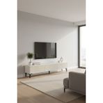 Ceneyra TSA1899BT - Aplos TSA180 Tv Stand, Tv Sehpası ve Tv Ünitesi 180CM Beyaz-Traverten - Beyaz - Traverten