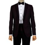 Cengiz İnler Armürlü Kırlangıç Yaka Tek Düğme Damatlık - 54 - Mürdüm