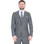 Cengiz Inler Desenli Yelekli Erkek Takım Elbise - 46 - Füme
