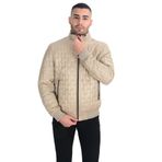 Cengiz İnler Dik Yaka Tuğla Desen Anorak Mont - 4XL - Bej