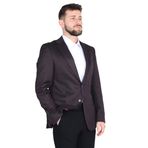 Cengiz İnler Dokulu Mono Yaka Çift Düğme Erkek Ceket BORDO 50