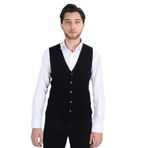 Cengiz İnler Erkek Düğmeli Triko Yelek SİYAH XXL