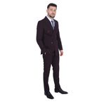 Cengiz İnler Erkek Kruvaze Takım Elbise 5001 BORDO KAHVERENGİ 46