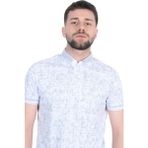 Cengiz Inler Jakar Desenli Erkek Polo Yaka T-Shirt - 2XL - Beyaz Grı