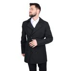 Cengiz İnler Kruvaze Mono Yaka Düz Siyah Erkek Trençkot