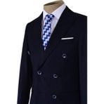Cengiz İnler Noktalı Çizgili Kruvaze Slim Fit Erkek Takım Elbise - 52 - Lacivert - Mavi