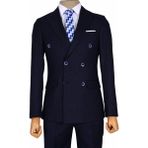 Cengiz İnler Noktalı Çizgili Kruvaze Slim Fit Erkek Takım Elbise - Lacivert - Kahve - 52