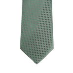 Cengiz İnler Puantiye Desenli Mendilli Mikrofiber Erkek Kravat GRİ YEŞİL