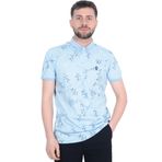Cengiz İnler Sarmaşık Desenli Polo Yaka Erkek T-shirt AÇIK MAVİ XL