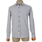 Cengiz İnler Standart Yaka Armürlü Slim Fit Erkek Pamuk Gömlek - Mavi - Beyaz