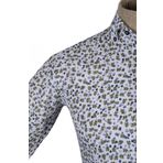 Cengiz İnler Standart Yaka Puantiye Çiçek Desen Slim Fit Erkek Pamuk Gömlek