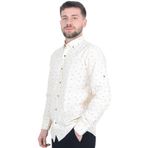 Cengiz Inler Standart Yaka Puantiye Dal Desen Slim Fit Erkek Pamuk Gomlek