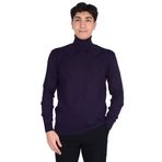 Cengiz İnler Tam Balıkçı Yaka Karo Desen Erkek Yünlü Triko Kazak MOR 3XL