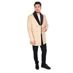 Cengiz İnler Yaka Kürklü Kruvaze Erkek Kaşe Kaban KREM 48