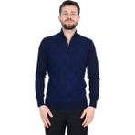 Cengiz İnler Yarım Balıkçı Yaka Fermuarlı Kare Desen Erkek Yünlü Triko Kazak LACİVERT 3XL