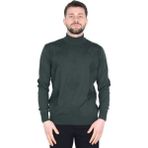 Cengiz Inler Yarım Balıkçı Yaka Karo Desen Yünlü Erkek Triko Kazak - Yeşil - 2XL