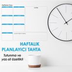 Cengo 72X60 cm Beyaz Haftalık Planlayıcı Doldurulabilir Silgili Kağıt Tahta Kalemi