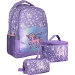 Cennec SETUMT5027A Üçlü Ilkokul Çanta Seti (Lila - Nakışlı Unicorn Pegasus - Kız Çocuk - Parlak Kumaş)
