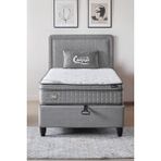 Cennet Yatak Melisa Tek Kişilik Sandıklı Baza + Full Ortopedik Antibakteriyel Visco Yatak + Başlık 3 lü Set - Gri - 90 x 190 cm