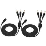 CenryKay Güç Dağıtıcı, DC Güç Kablosu, DC Güç Adaptörü Dağıtıcı Kablosu CCTV Güvenlik Kameraları için LED Şerit Işık (1 Dişi Jak 3 Erkek Fiş, 5,5 mm X 2,1 mm, 2 Paket)