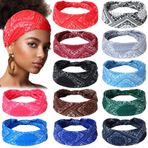 Censen 12 Adet Afrika Saç Bantları Kadınlar için Baş Sargısı Saç Sargısı Yoga Boho Şifon Düğümlü Çeşitli Bandeau Saç Bantları Geniş Yoga Elastik Afrika Hediyeleri Kızlar için Saç Aksesuarları Bayan Koşu