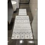 CENTER AVM Banyo Paspası Banyo Halısı Yıkanabilir Kaymaz Taban Beyaz Siyah Su Emici Paspas Takımı
