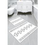 CENTER AVM Su Emici Banyo Paspası Sünger Dolgulu Klozet Takımı Makinede Yıkanabilir Beyaz Banyo Takımı