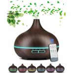 Centerstore Premium Kalite 550ML Hava Nemlendirici Aromatik Oda Kokusu Difüzörü 7 Farklı Işıklı Buhar Makinesi - Koyu Kahverengi